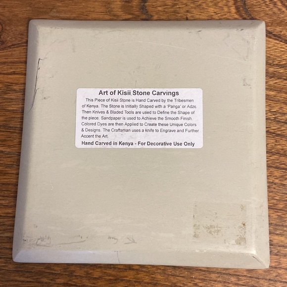 Butterfly Painted Kisii Stone Carved Dish - Made in Kenya - Picture 2 of 3